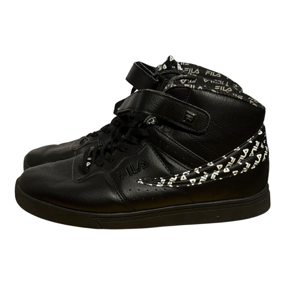 Fila F13 Strap High Top Sneakers Black White Logo Men's Size 9.5 Retro Athletic - Picture 3 of 8